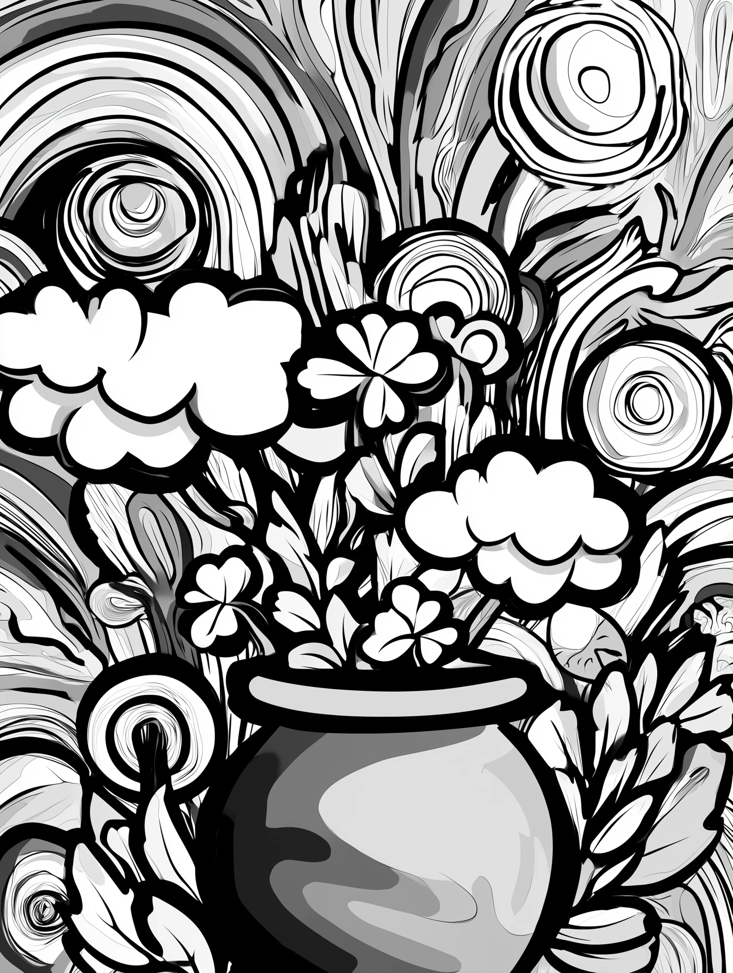 Free printable St Patricks Day coloring page for adults featuring an abstract holiday background